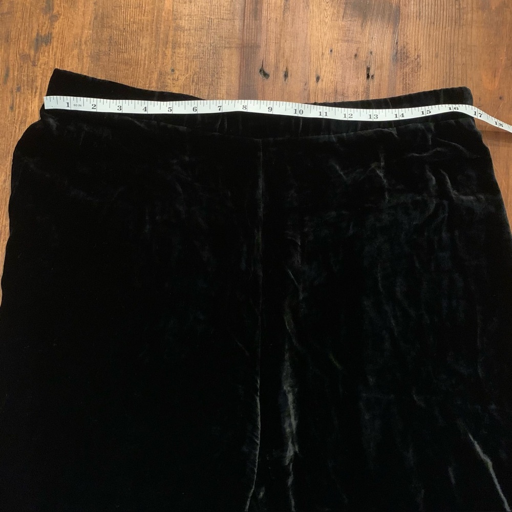 Love Johnny Was Black Velvet Silk Blend Wide Leg Pull On Gauchos Sz L - Picture 5 of 9